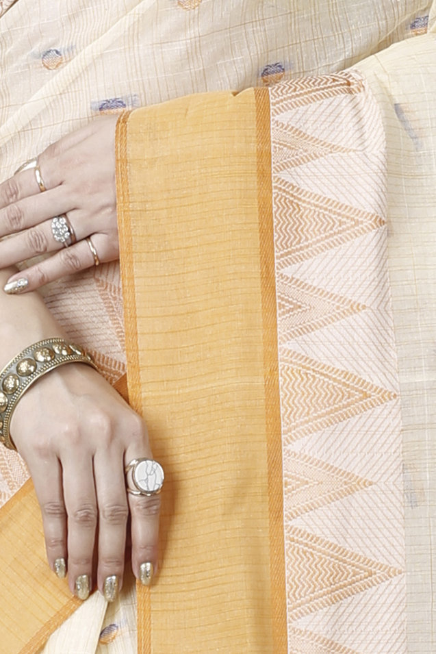 Yellow Pure Cotton Ishvari Tant Saree (1082)